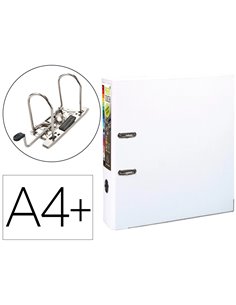 Classeur levier exacompta prem'touch polypropylène a4+ 32x30cm dos 8cm bouton poussoir coloris blanc.