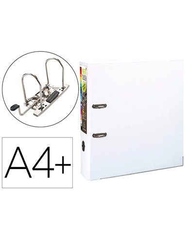 Classeur levier exacompta prem'touch polypropylène a4+ 32x30cm dos 8cm bouton poussoir coloris blanc.