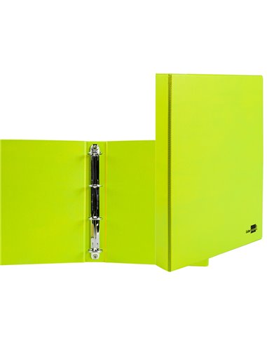 Classeur liderpapel 4 anneaux ronds 25mm a4 carton rembordé pvc coloris vert pistache.