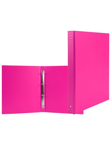 Classeur liderpapel 4 anneaux ronds 25mm a5 carton rembordé pvc coloris fuschia.
