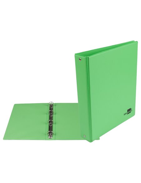 Classeur liderpapel 4 anneaux ronds 25mm a5 carton rembordé pvc coloris vert pistache.