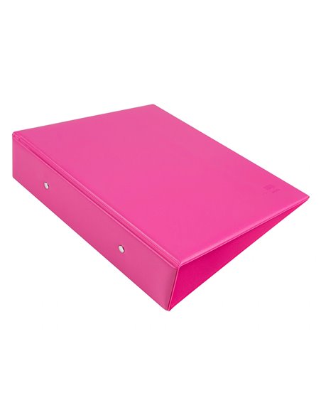 Classeur liderpapel 2 anneaux ronds 40mm a5 carton rembordé pvc coloris fuchsia.