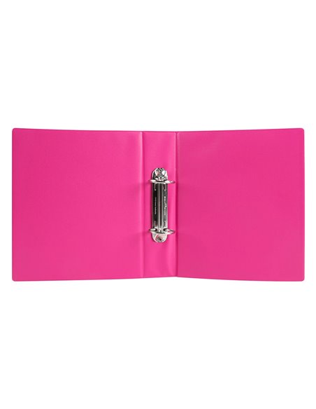 Classeur liderpapel 2 anneaux ronds 40mm a5 carton rembordé pvc coloris fuchsia.