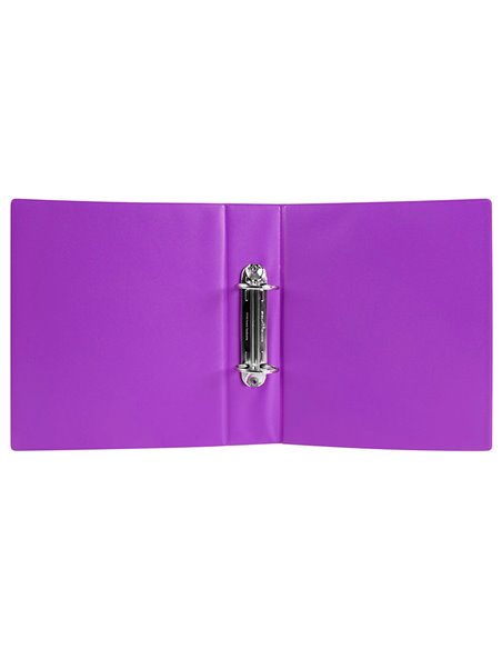 Classeur liderpapel 2 anneaux ronds 40mm a5 carton rembordé pvc coloris violet.