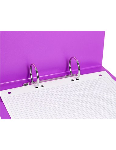 Classeur liderpapel 2 anneaux ronds 40mm a5 carton rembordé pvc coloris violet.