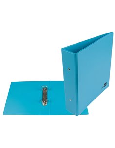 Classeur liderpapel 2 anneaux ronds 40mm a5 carton rembordé pvc coloris bleu ciel. 2