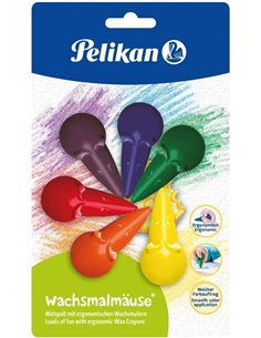 Cire pour souris Pelikan BL6 - Forme ergonomique - Ne tache pas - Couleurs assorties