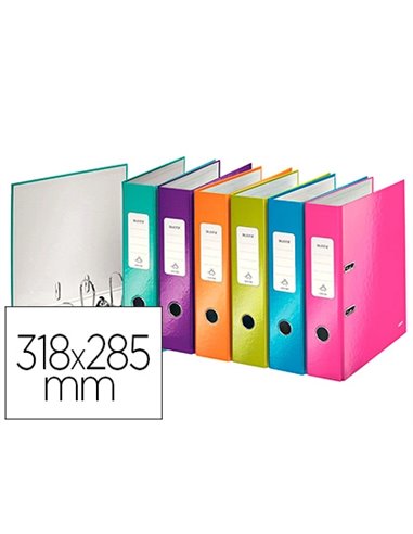 Classeur levier leitz wow 318x285mm surface pelliculee dos 8cm oeillet prehension griffes blocage 600f coloris.