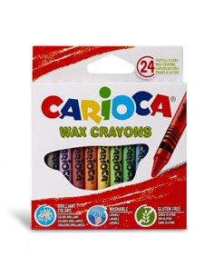 Lot de 24 crayons de cire pastel Carioca - Couleurs vives - Lavables - Corps de 8 mm de diamètre - Couleurs variées