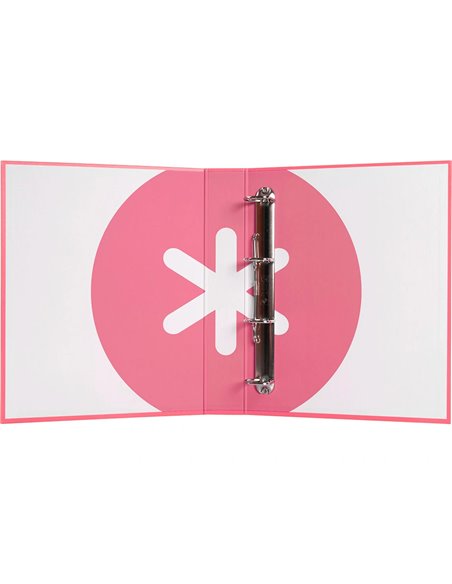 Classeur antartik 4 anneaux end 40mm a4+ carton remborde coloris corail.