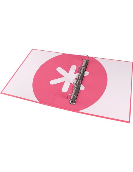 Classeur antartik 4 anneaux end 40mm a4+ carton remborde coloris corail.