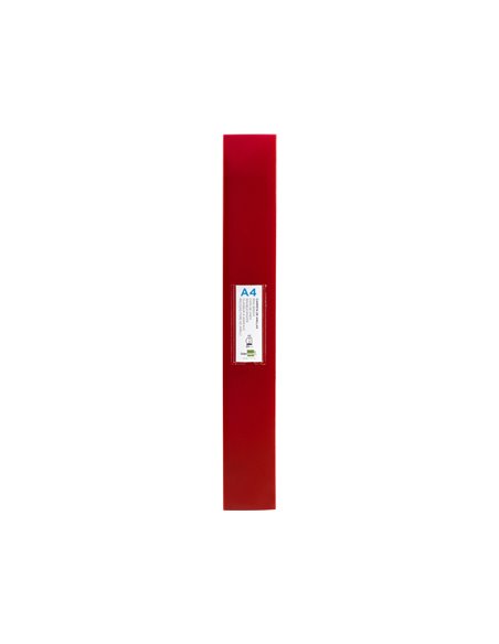 Classeur liderpapel 4 anneaux 40mm a4 polypropylene dos 55mm porte-cartes de visite coloris rouge translucide.