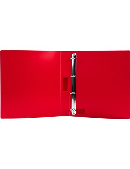 Classeur liderpapel 4 anneaux 40mm a4 polypropylene dos 55mm porte-cartes de visite coloris rouge translucide.