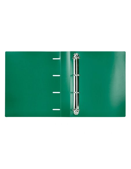 Classeur liderpapel 4 anneaux 40mm a4 polypropylene dos 55mm porte-cartes de visite coloris vert translucide.