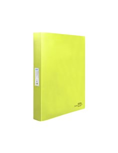Classeur liderpapel 4 anneaux 40mm a4 polypropylene dos 55mm porte-cartes de visite coloris jaune fluo. 2