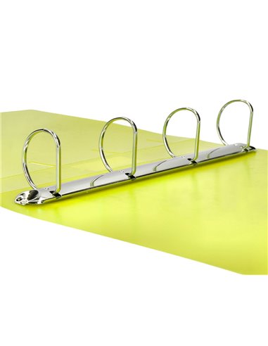 Classeur liderpapel 4 anneaux 40mm a4 polypropylene dos 55mm porte-cartes de visite coloris jaune fluo.