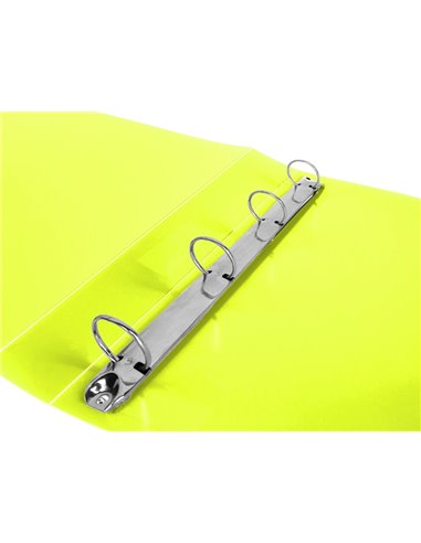 Classeur liderpapel 4 anneaux 40mm a4 polypropylene dos 55mm porte-cartes de visite coloris jaune fluo.