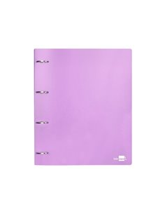 Classeur liderpapel 4 anneaux 40mm a4 polypropylene dos 55mm porte-cartes de visite coloris lavande. 2