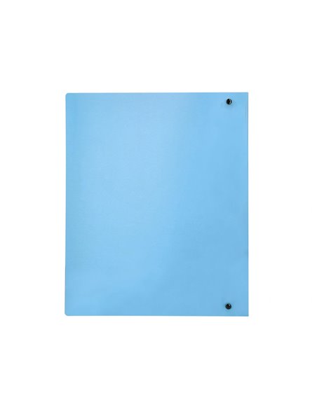 Classeur liderpapel 4 anneaux 40mm a4 polypropylene dos 55mm porte-cartes de visite coloris bleu ciel.