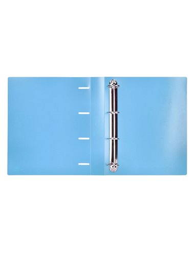 Classeur liderpapel 4 anneaux 40mm a4 polypropylene dos 55mm porte-cartes de visite coloris bleu ciel.