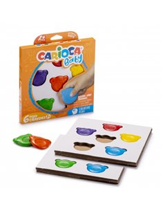 Crayons Carioca Teddy, lot de 6 crayons de couleur - Certifiés dès 12 mois - Conçus pour entraîner la préhension des doigts - Di
