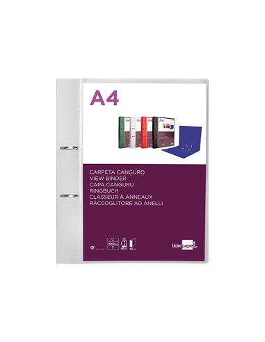 Classeur kangourou liderpapel 2 anneaux en d 40mm polypropylene 283x320mm document a4 coloris.