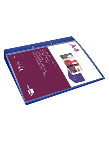 Classeur kangourou liderpapel 2 anneaux en d 40mm polypropylene 283x320mm document a4 coloris bleu translucide.
