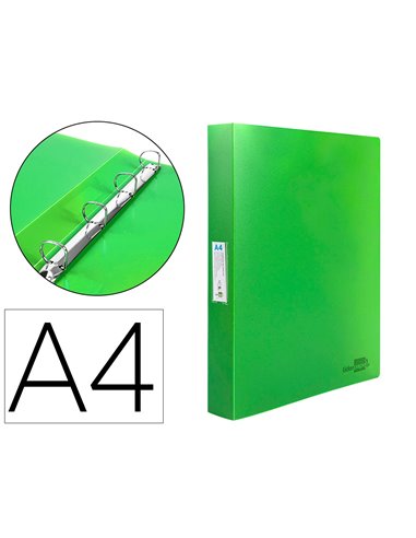 Classeur kangourou liderpapel 2 anneaux en d 40mm polypropylene 283x320mm document a4 coloris vert.