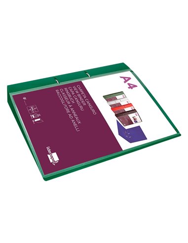 Classeur kangourou liderpapel 2 anneaux en d 40mm polypropylene 283x320mm document a4 coloris vert.