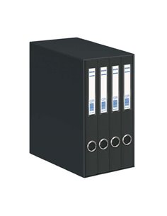 Dohe Oficolor Module de 4 classeurs A4 en carton recouvert de polypropylène - Anneaux mixtes de 25 mm - Œillet et porte-cartes s