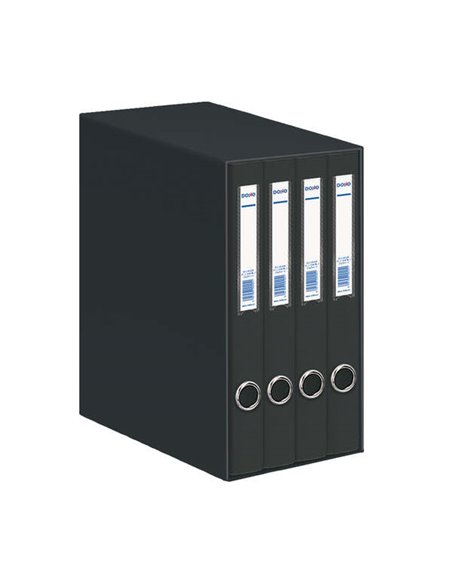Dohe Oficolor Module de 4 classeurs A4 en carton recouvert de polypropylène - Anneaux mixtes de 25 mm - Œillet et porte-cartes s