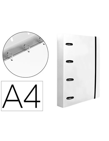 Classeur liderpapel 4 anneaux en d 25mm a4 polypropylene feuillets mobiles 100f 5x5mm coloris transparent.