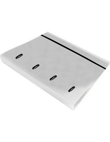 Classeur liderpapel 4 anneaux en d 25mm a4 polypropylene feuillets mobiles 100f 5x5mm coloris transparent.