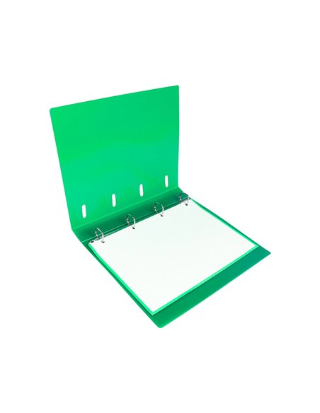 Classeur liderpapel 4 anneaux en d 25mm a4 polypropylene feuillets mobiles 100f 5x5mm coloris vert translucide.