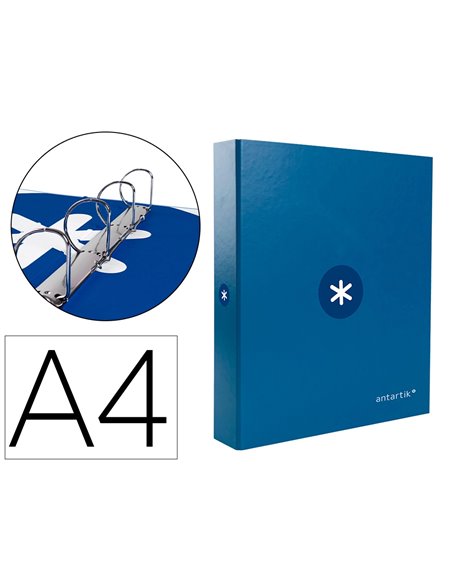 Classeur antartik 4 anneaux end 40mm a4+ carton remborde coloris bleu marine.