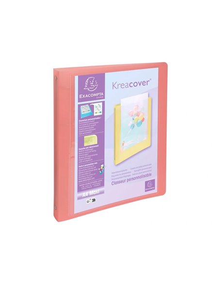Classeur 4 anneaux exacompta kreacover polypropylene a4 4/30mm assortiment pastel.