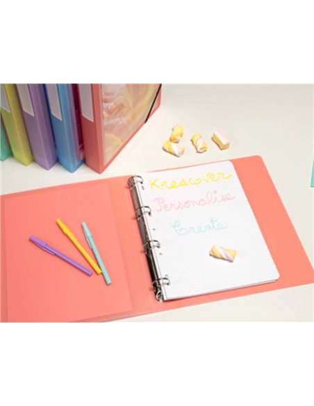 Classeur 4 anneaux exacompta kreacover polypropylene a4 4/30mm assortiment pastel.