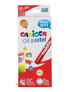 Lot de 12 pastels à l'huile Carioca - Maxi Body Ø 10 mm - Lavable - Résistant à la lumière - Facile à mélanger - Utilisation sur