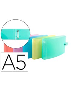 Classeur 2 anneaux bristol polypropylene a5 2/30mm assortiment pastel.