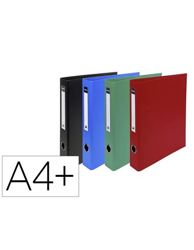 Classeur carton exacompta remborde pvc capacite 370 feuilles 4 anneaux dos de 60 mm dim 32x29 cm coloris.