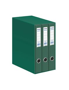 Module Dohe Oficolor de 3 classeurs A4 en carton recouvert de polypropylène - Anneaux mixtes de 40 mm - Œillet et porte-cartes s