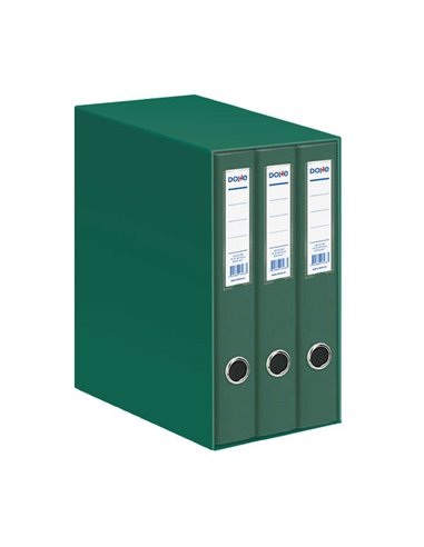 Module Dohe Oficolor de 3 classeurs A4 en carton recouvert de polypropylène - Anneaux mixtes de 40 mm - Œillet et porte-cartes s