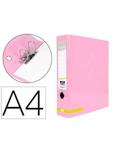 Classeur a levier liderpapel a4 color system dos de 80 mm coloris rose.