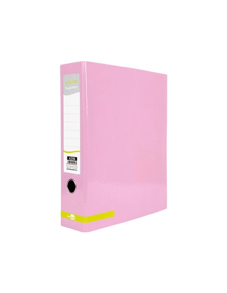 Classeur a levier liderpapel a4 color system dos de 80 mm coloris rose.