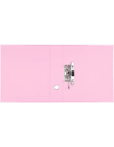 Classeur a levier liderpapel a4 color system dos de 80 mm coloris rose.