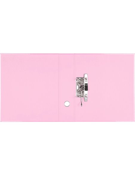 Classeur a levier liderpapel a4 color system dos de 80 mm coloris rose.