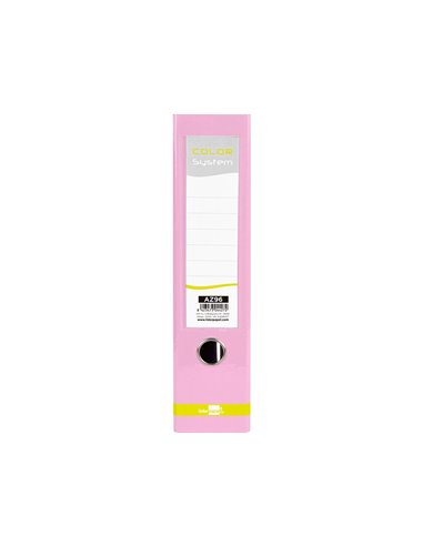 Classeur a levier liderpapel a4 color system dos de 80 mm coloris rose.