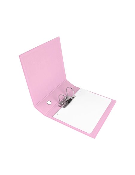 Classeur a levier liderpapel a4 color system dos de 80 mm coloris rose.