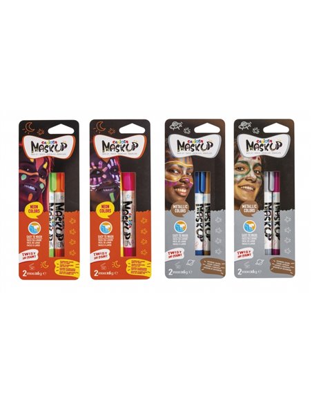 Pack Carioca Mask Up Metallic 2 unités - Teints métalliques en stick - Couleurs vives - Lavable - À base d'eau - Mélangeable - D