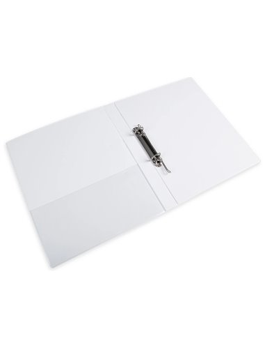 Classeur kangourou liderpapel 2 anneaux 16mm 283x320mm document a4 plastique dos 28mm coloris blanc.